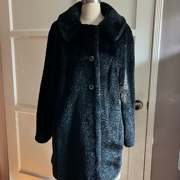 Vintage Textured Faux Fur Coat Sz L/Xl - Picture 7 of 10